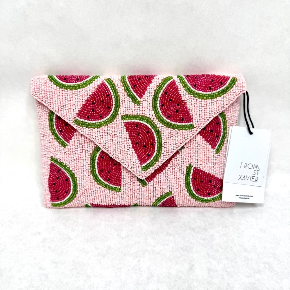 FROM ST XAVIER Juicy Watermelon Pouch Clutch - Pink/Green - Picture 7 of 13